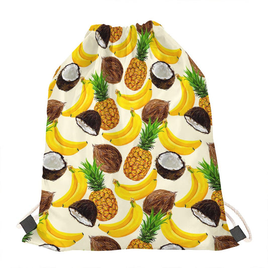 Tropical Fruits Pattern Print Drawstring Bag