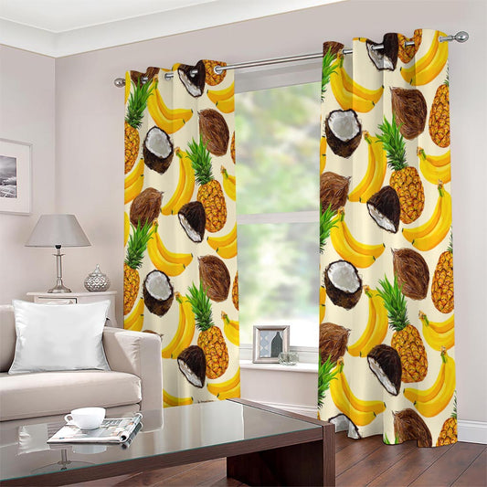 Tropical Fruits Pattern Print Extra Wide Grommet Curtains