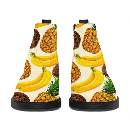 Tropical Fruits Pattern Print Flat Ankle Boots