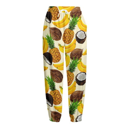 Tropical Fruits Pattern Print Fleece Lined Knit Pants