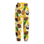 Tropical Fruits Pattern Print Fleece Lined Knit Pants