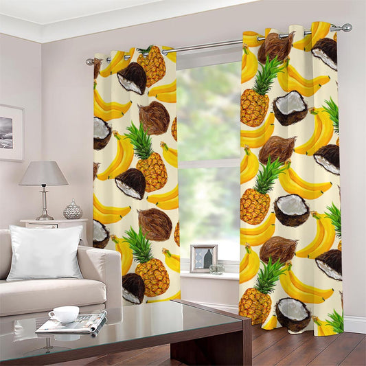 Tropical Fruits Pattern Print Grommet Curtains