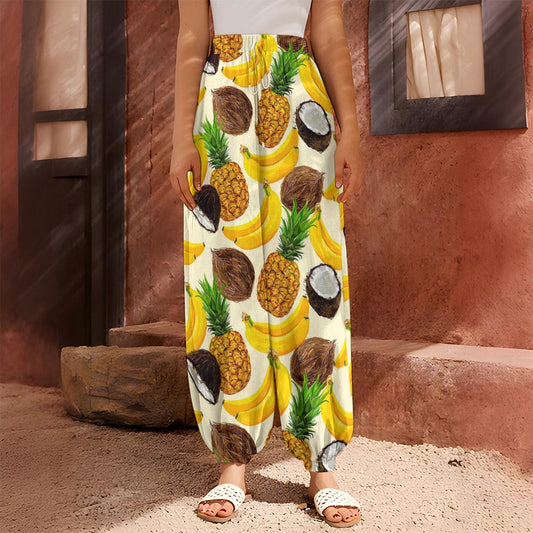 Tropical Fruits Pattern Print Harem Pants