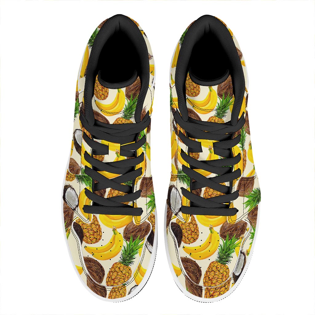 Tropical Fruits Pattern Print High Top Leather Sneakers
