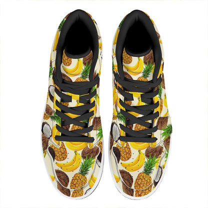 Tropical Fruits Pattern Print High Top Leather Sneakers