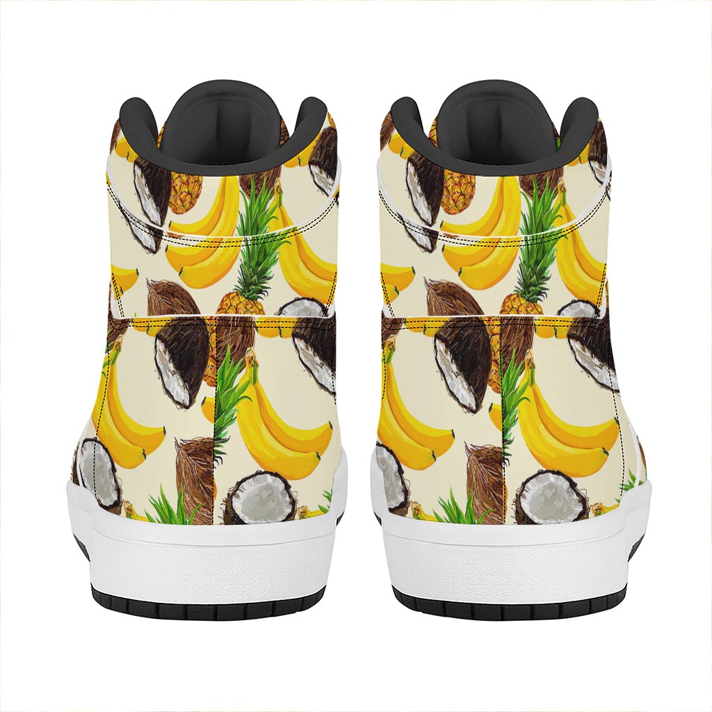 Tropical Fruits Pattern Print High Top Leather Sneakers