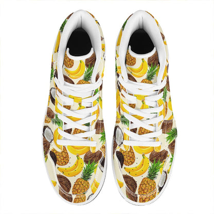 Tropical Fruits Pattern Print High Top Leather Sneakers