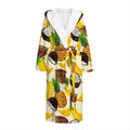 Tropical Fruits Pattern Print Hooded Bathrobe