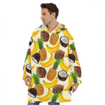 Tropical Fruits Pattern Print Hoodie Blanket