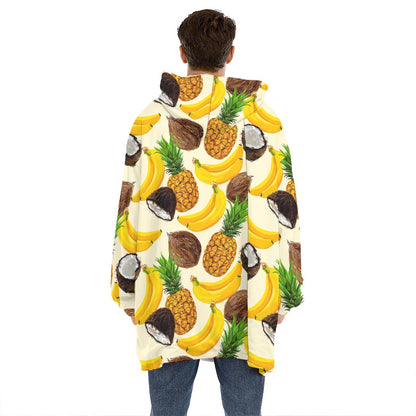Tropical Fruits Pattern Print Hoodie Blanket