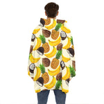 Tropical Fruits Pattern Print Hoodie Blanket
