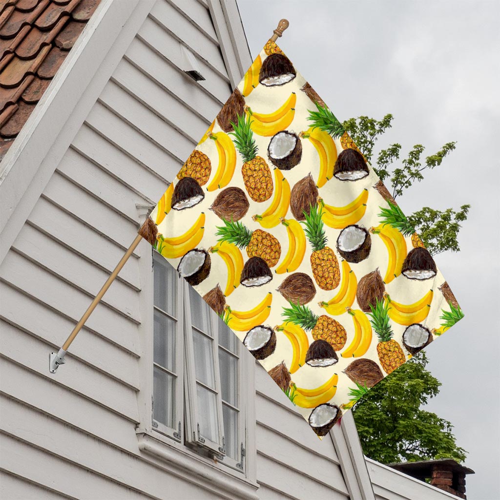 Tropical Fruits Pattern Print House Flag