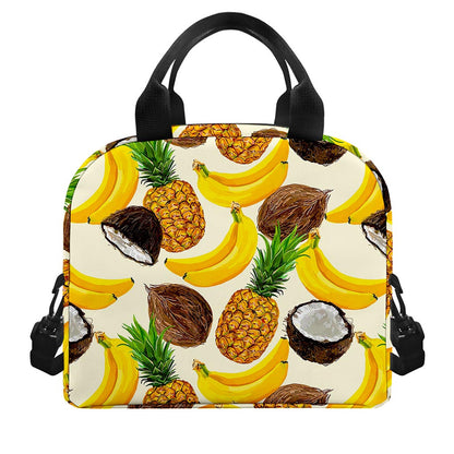Tropical Fruits Pattern Print Insulated Lunch Bag
