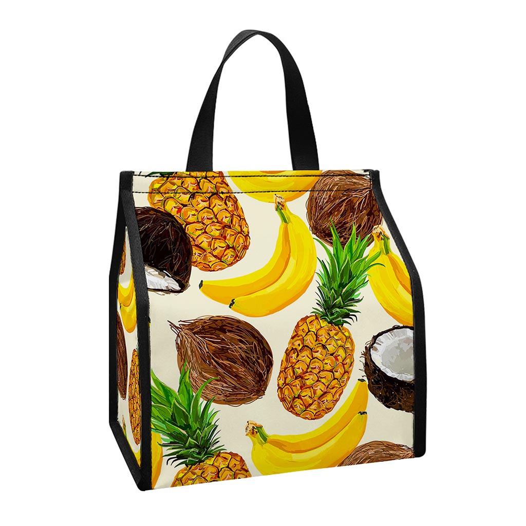 Tropical Fruits Pattern Print Insulated Lunch Tote