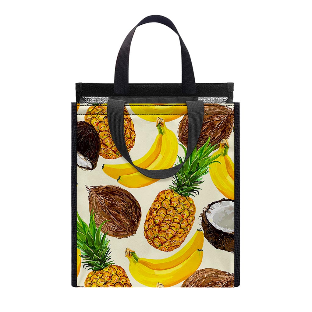 Tropical Fruits Pattern Print Insulated Lunch Tote