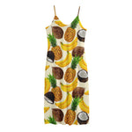 Tropical Fruits Pattern Print Jersey Midi Cami Dress