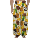 Tropical Fruits Pattern Print Lantern Pants