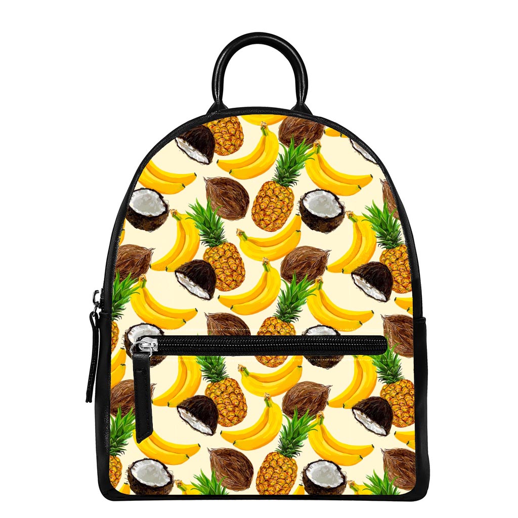 Tropical Fruits Pattern Print Leather Backpack