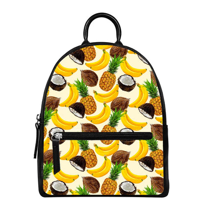 Tropical Fruits Pattern Print Leather Backpack