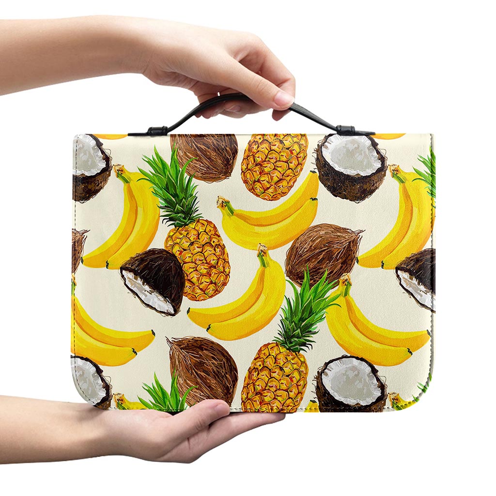 Tropical Fruits Pattern Print Leather Bible Cover