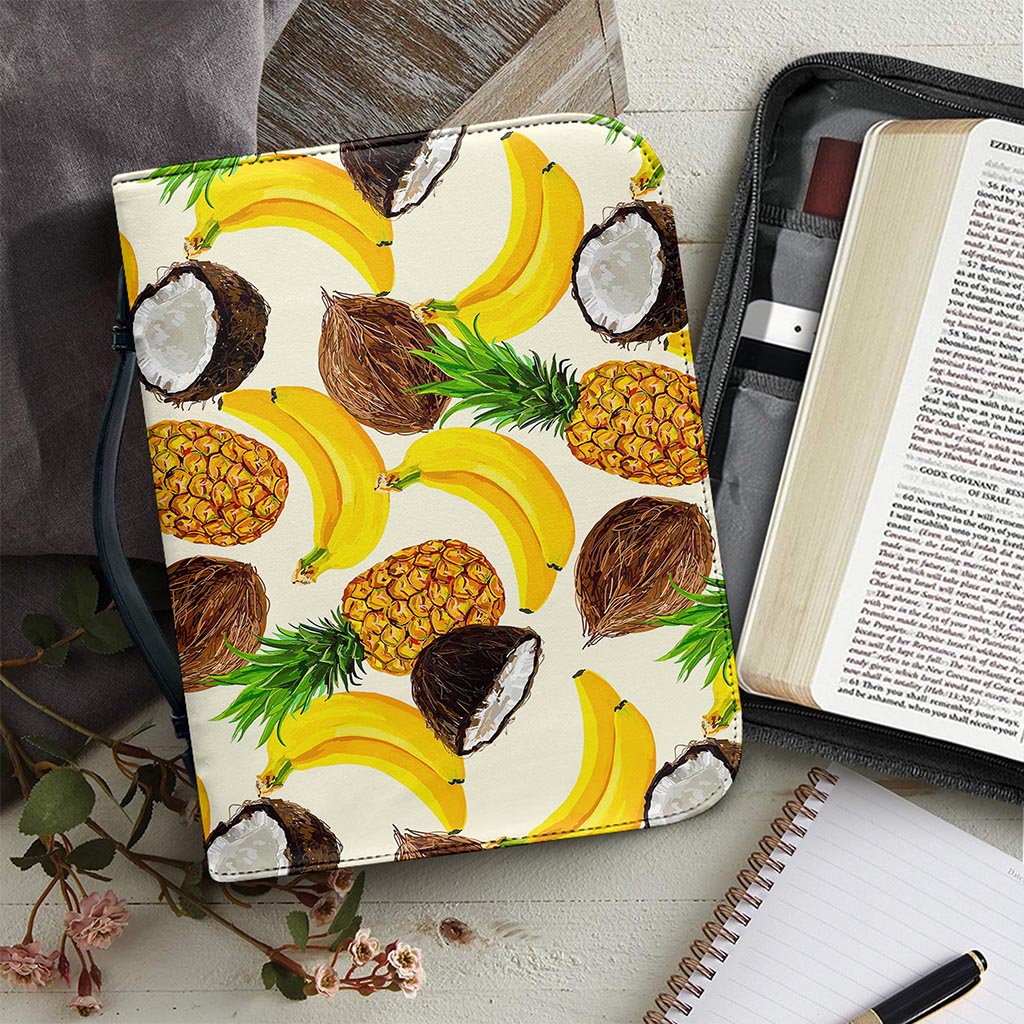 Tropical Fruits Pattern Print Leather Bible Cover