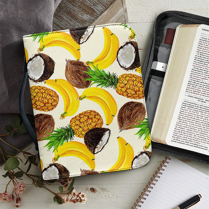 Tropical Fruits Pattern Print Leather Bible Cover