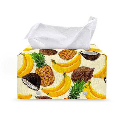 Tropical Fruits Pattern Print Leather Tissue Box Cover