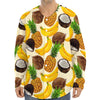 Tropical Fruits Pattern Print Long Sleeve Baseball Jersey