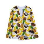 Tropical Fruits Pattern Print Long Sleeve Short Coat