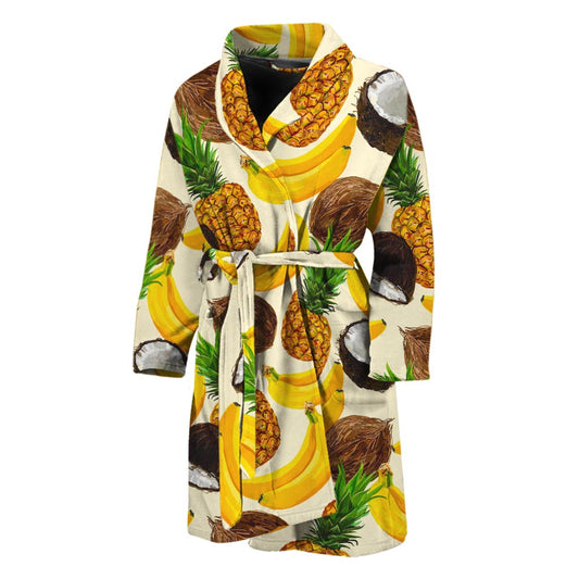 Tropical Fruits Pattern Print Men's Bathrobe