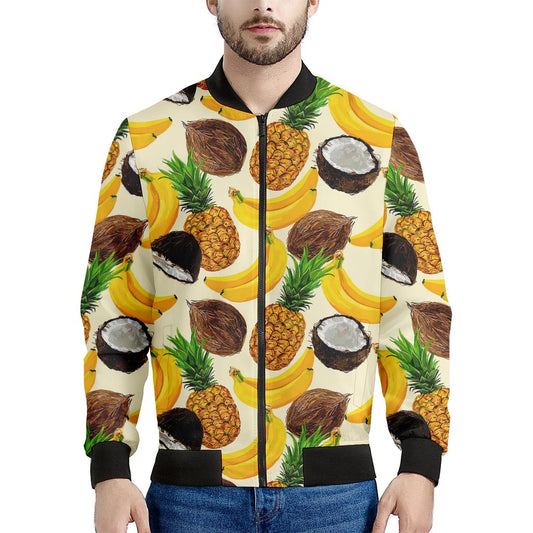 Tropical Fruits Pattern Print Men's Bomber Jacket