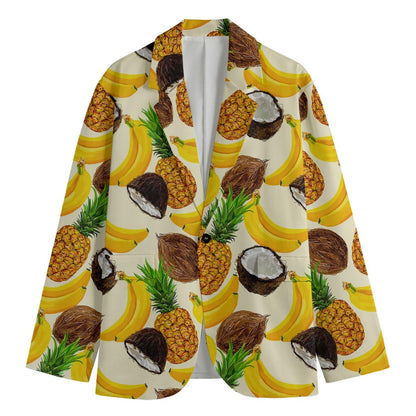 Tropical Fruits Pattern Print Men's Cotton Blazer