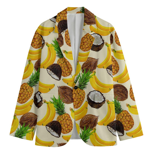 Tropical Fruits Pattern Print Men's Cotton Blazer