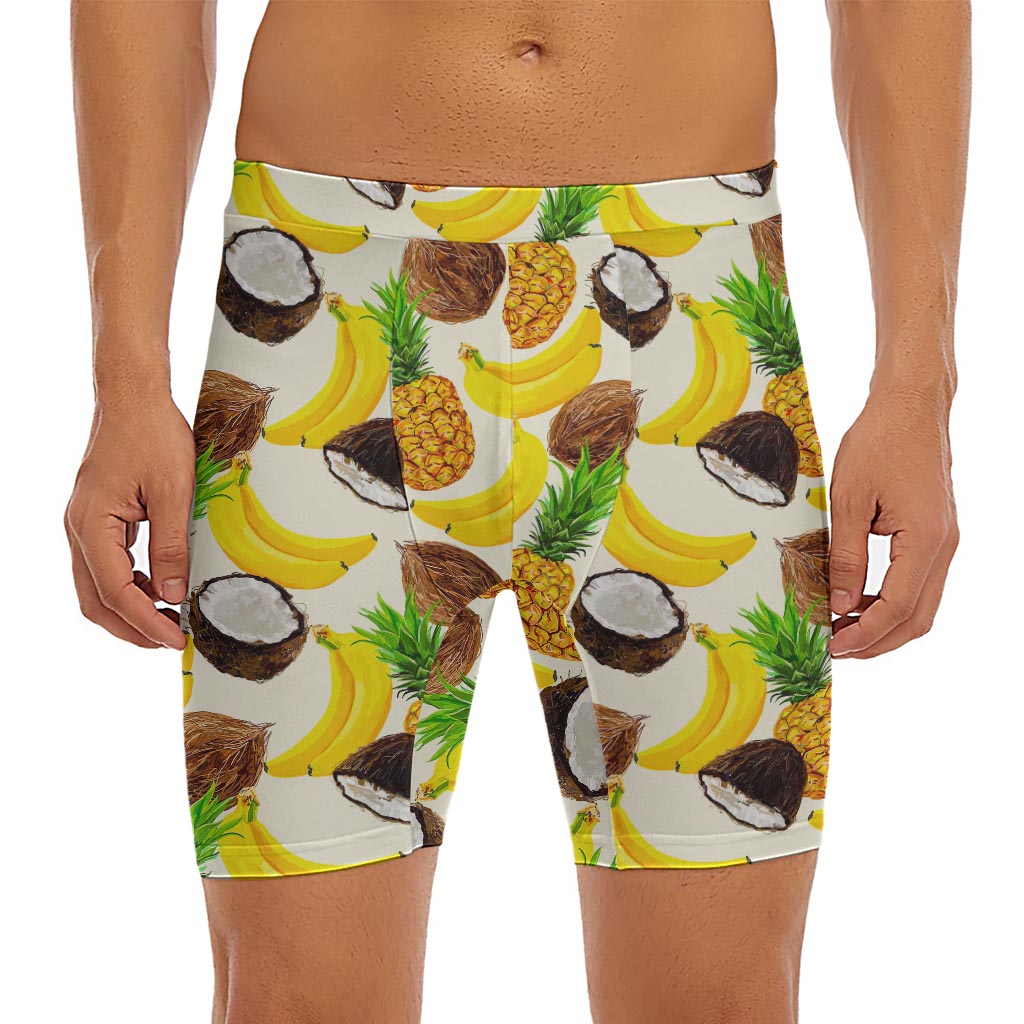 Tropical Fruits Pattern Print Men's Long Boxer Briefs