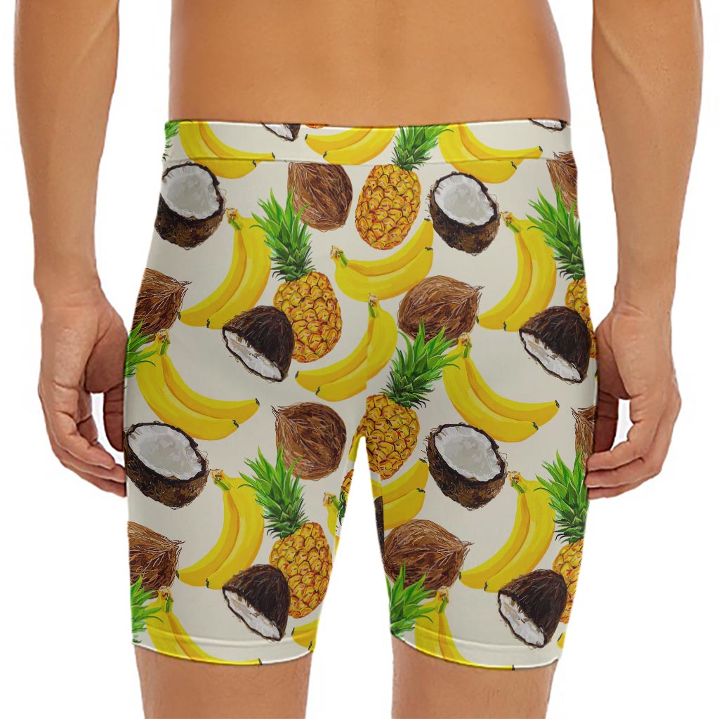 Tropical Fruits Pattern Print Men's Long Boxer Briefs