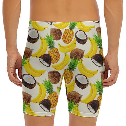 Tropical Fruits Pattern Print Men's Long Boxer Briefs