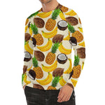 Tropical Fruits Pattern Print Men's Long Sleeve Rash Guard