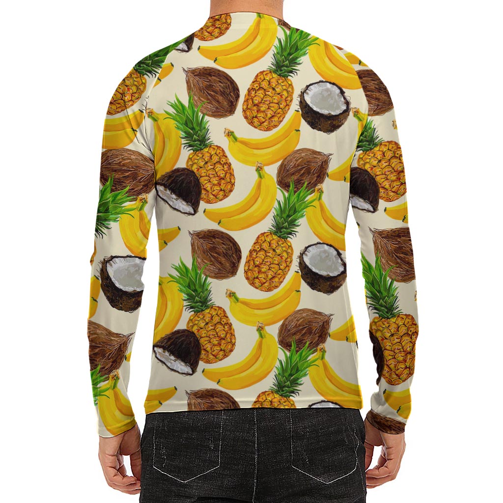 Tropical Fruits Pattern Print Men's Long Sleeve Rash Guard