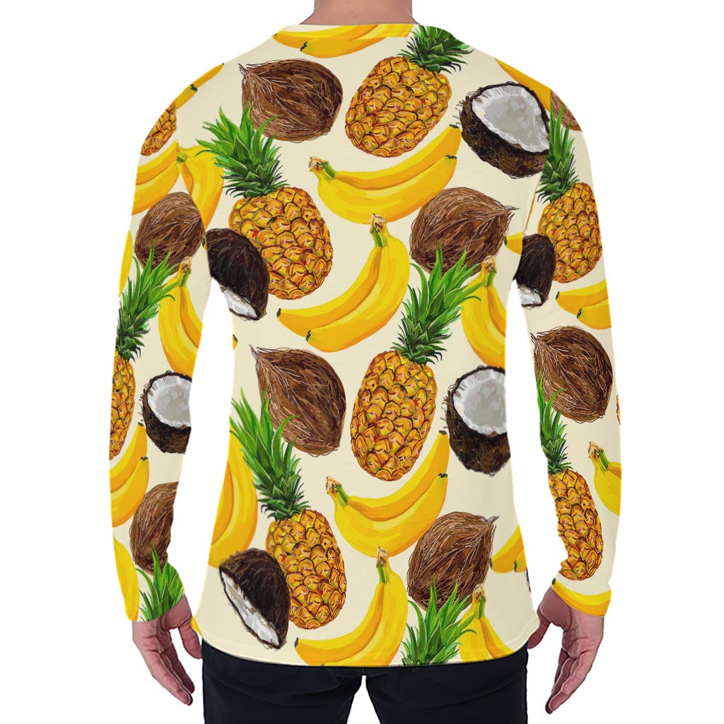 Tropical Fruits Pattern Print Men's Long Sleeve T-Shirt