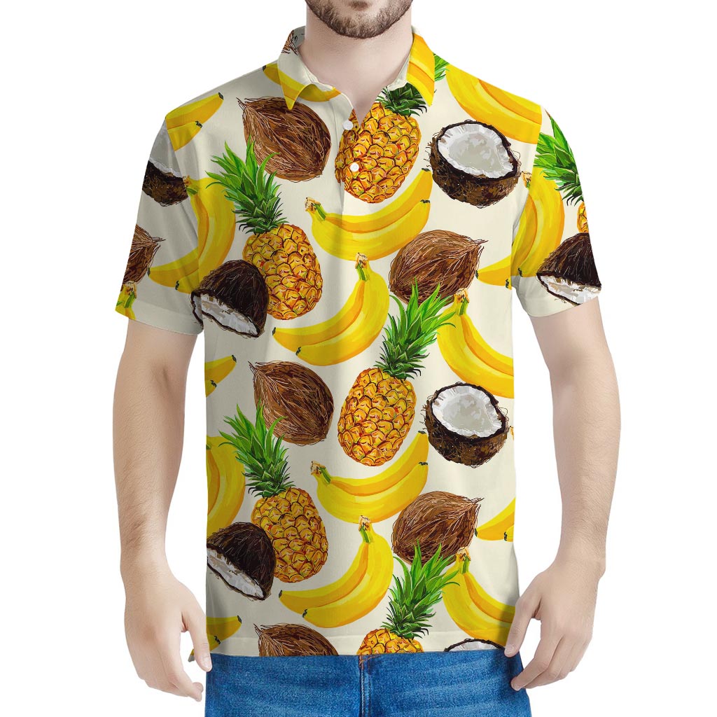 Tropical Fruits Pattern Print Men's Polo Shirt