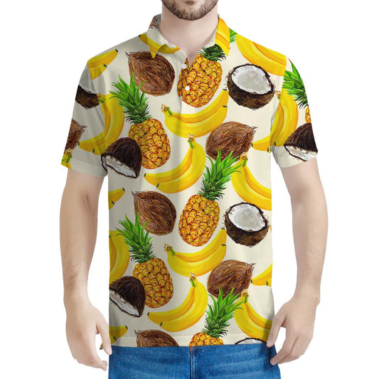 Tropical Fruits Pattern Print Men's Polo Shirt