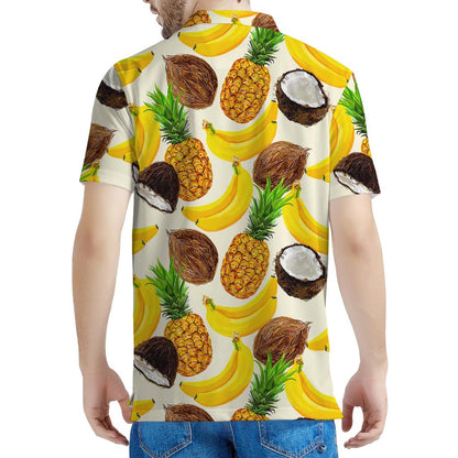 Tropical Fruits Pattern Print Men's Polo Shirt