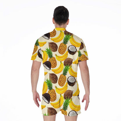 Tropical Fruits Pattern Print Men's Rompers