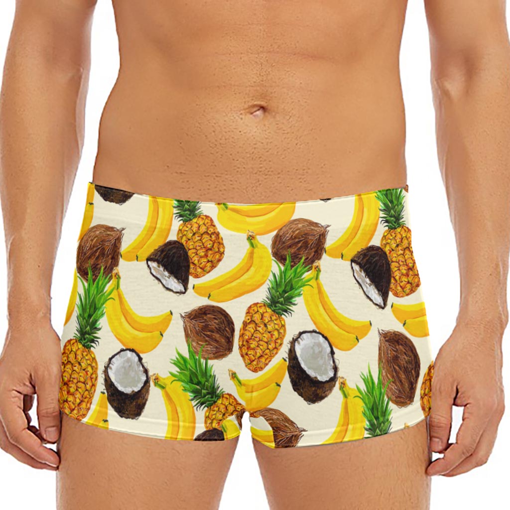 Tropical Fruits Pattern Print Men's Short Boxer Briefs