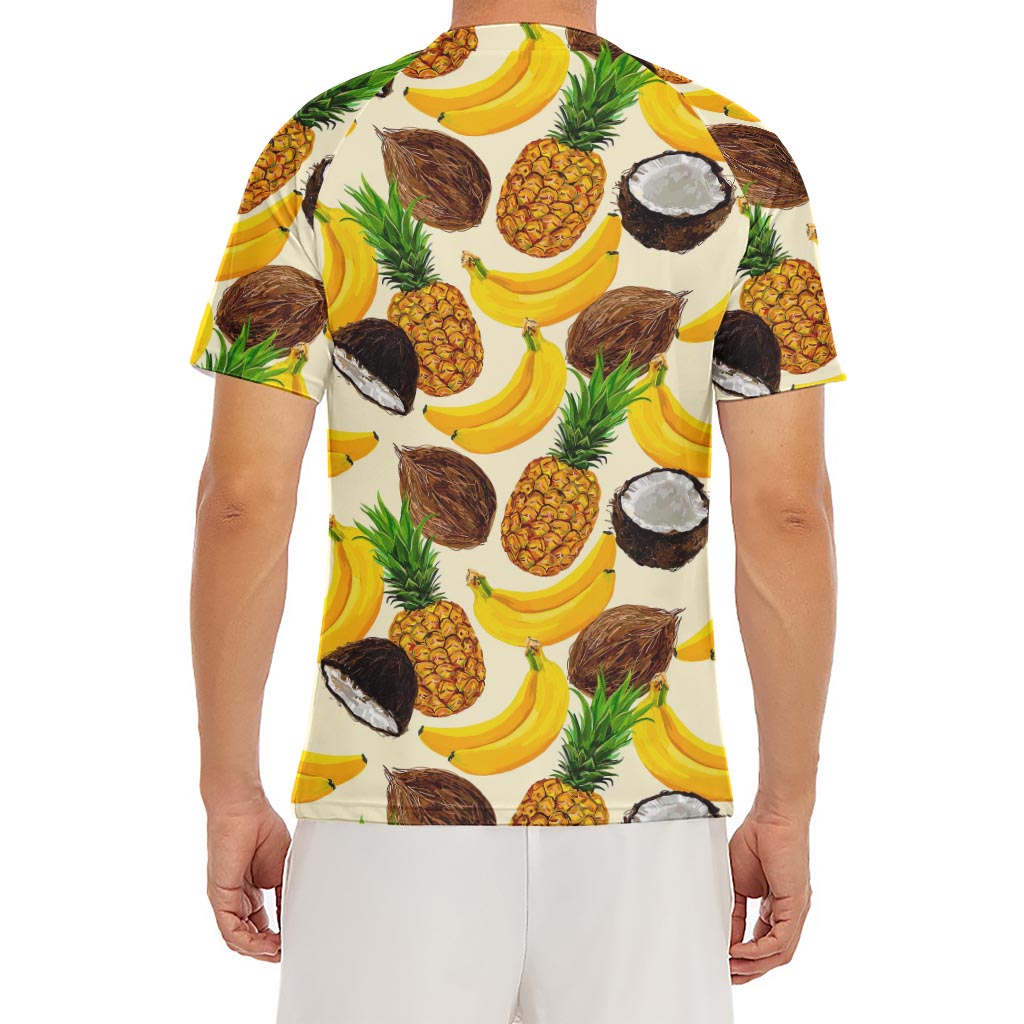 Tropical Fruits Pattern Print Men's Short Sleeve Rash Guard