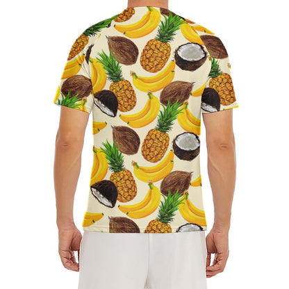 Tropical Fruits Pattern Print Men's Short Sleeve Rash Guard