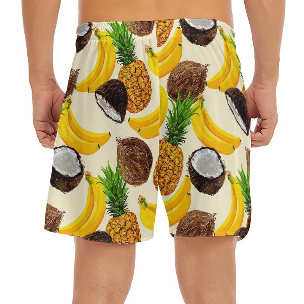 Tropical Fruits Pattern Print Men's Split Running Shorts
