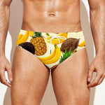 Tropical Fruits Pattern Print Men's Swim Briefs
