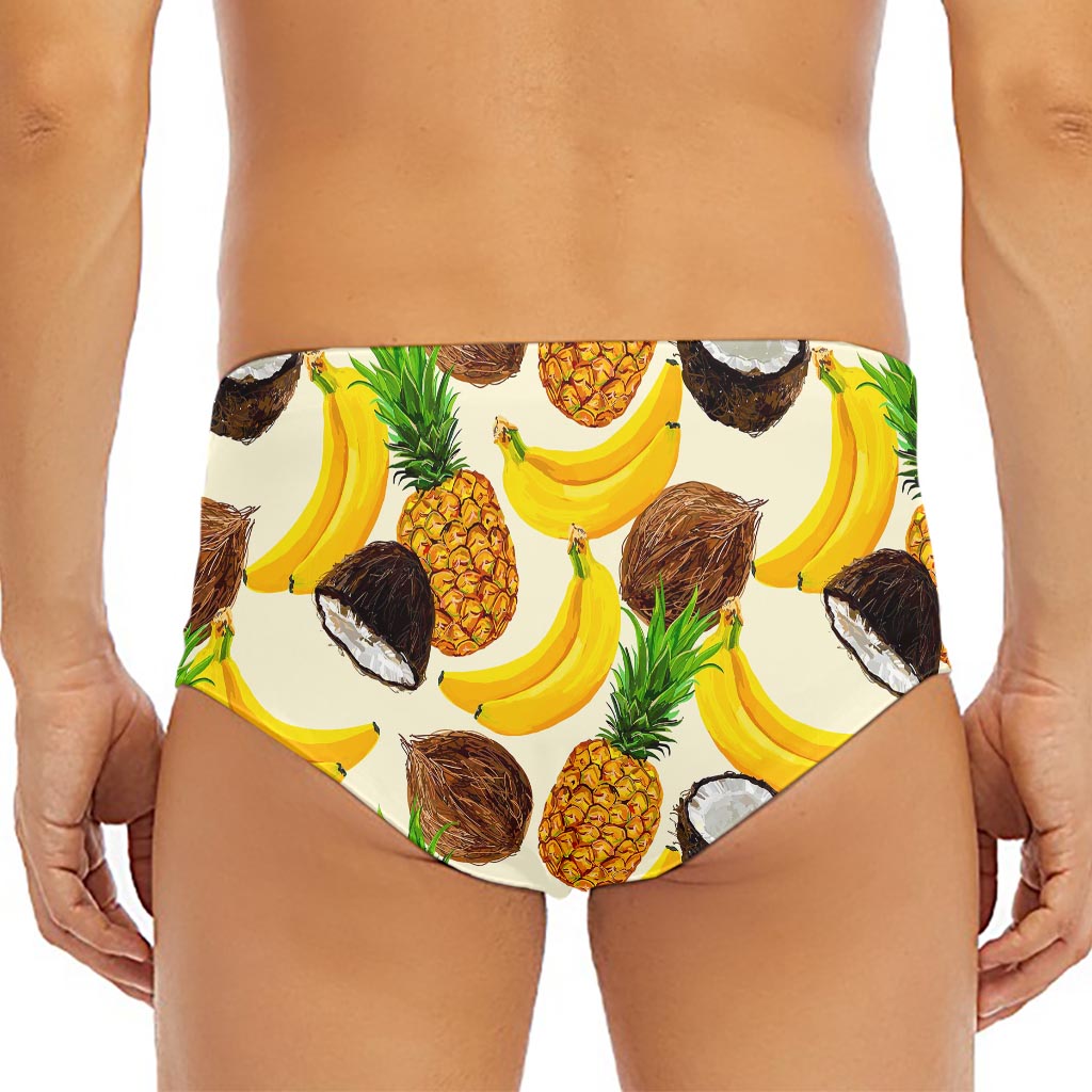Tropical Fruits Pattern Print Men's Triangle Swim Briefs