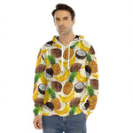 Tropical Fruits Pattern Print Men's Velvet Pullover Hoodie